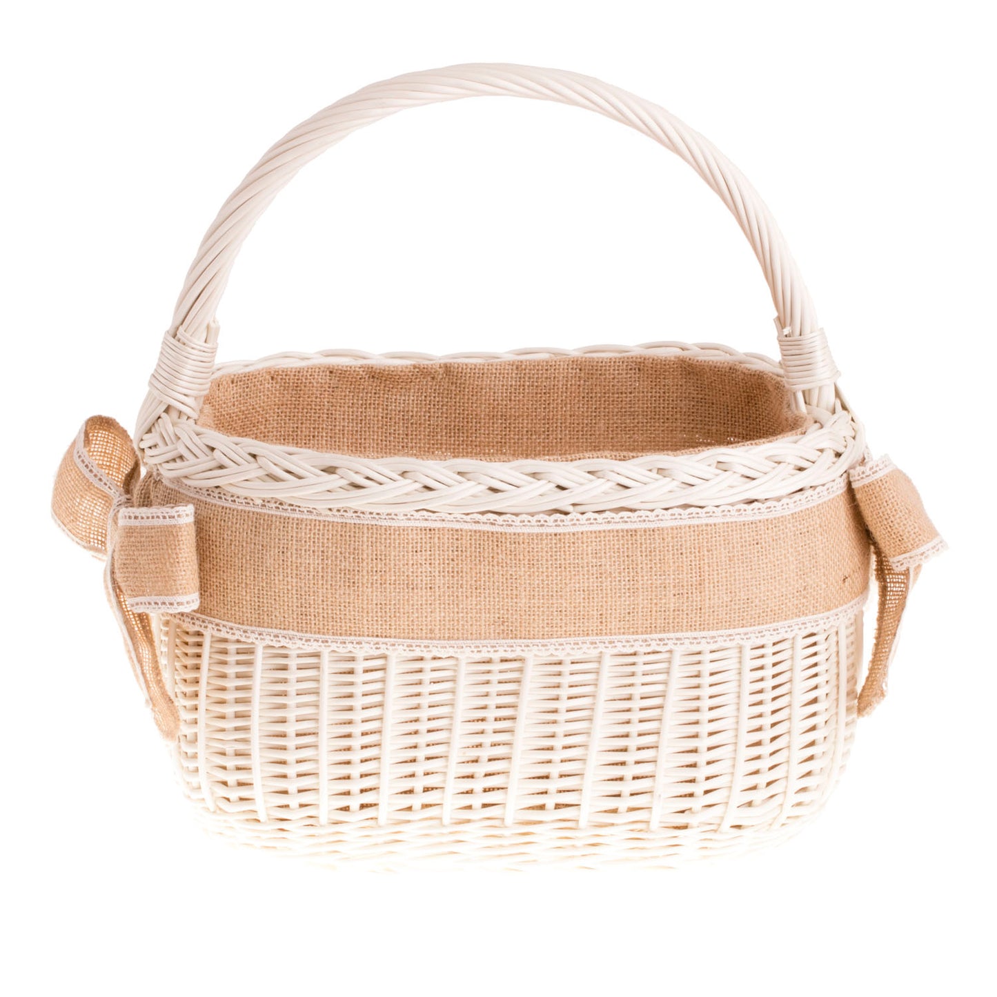 Wictorissa cesta per la spesa con manico in vimini e fodera in juta TheWickerStories