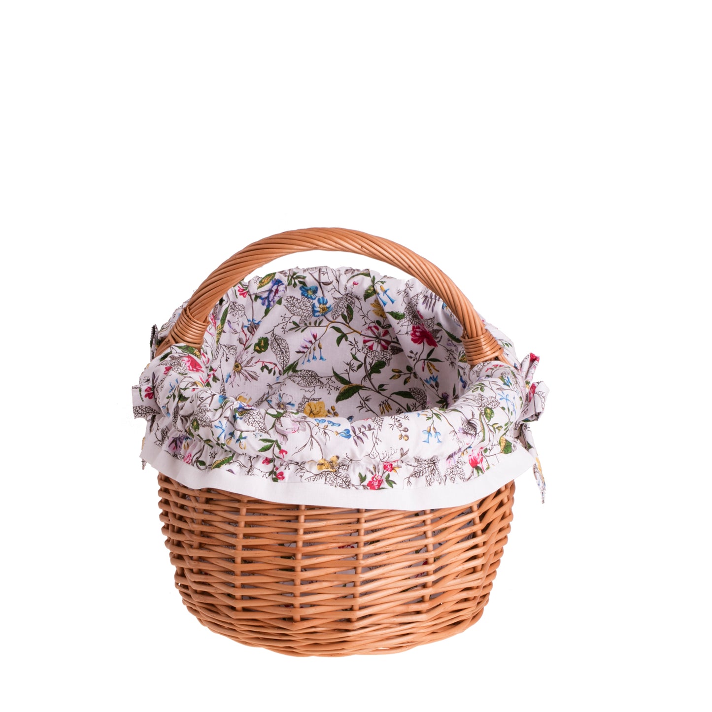 Wendissa Einkaufskorb mit Weidengriff und Blumenmuster-Futter TheWickerStories