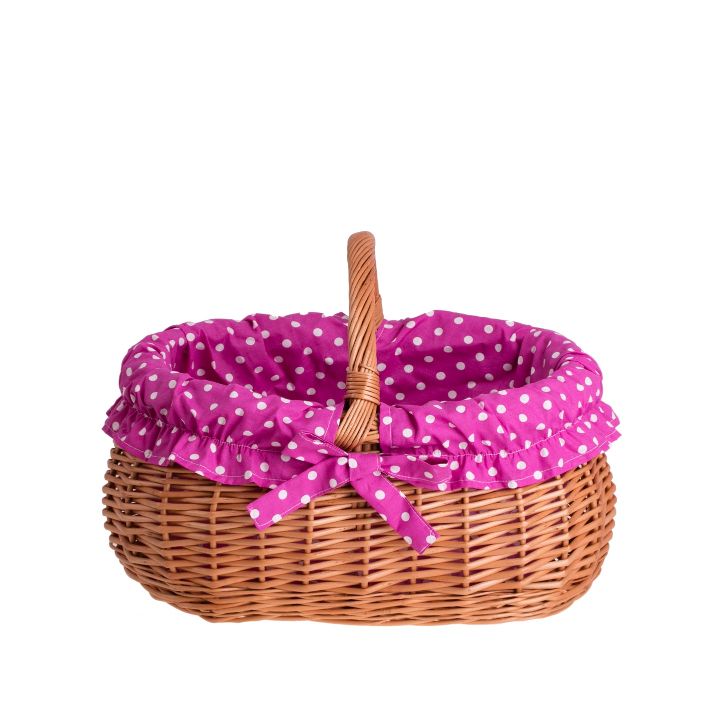 Wendissa cesto de compras com pega de vime e forro rosa TheWickerStories