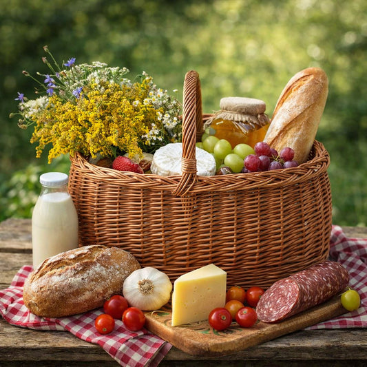 panier d'achats en osier avec poignée -
