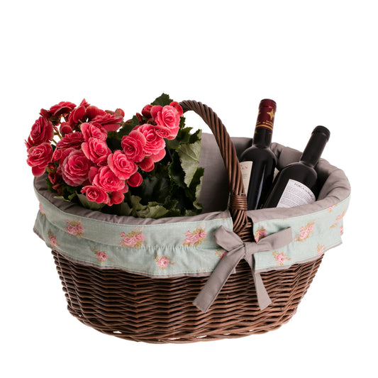 Walerissa καλάθι αγορών με ψάθινη λαβή και γκρι επένδυση