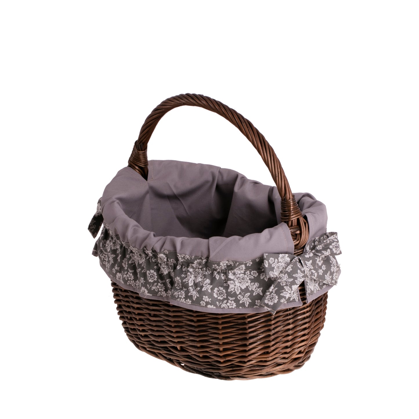 Wavellia Panier à provisions en osier avec bordure grise et anse TheWickerStories