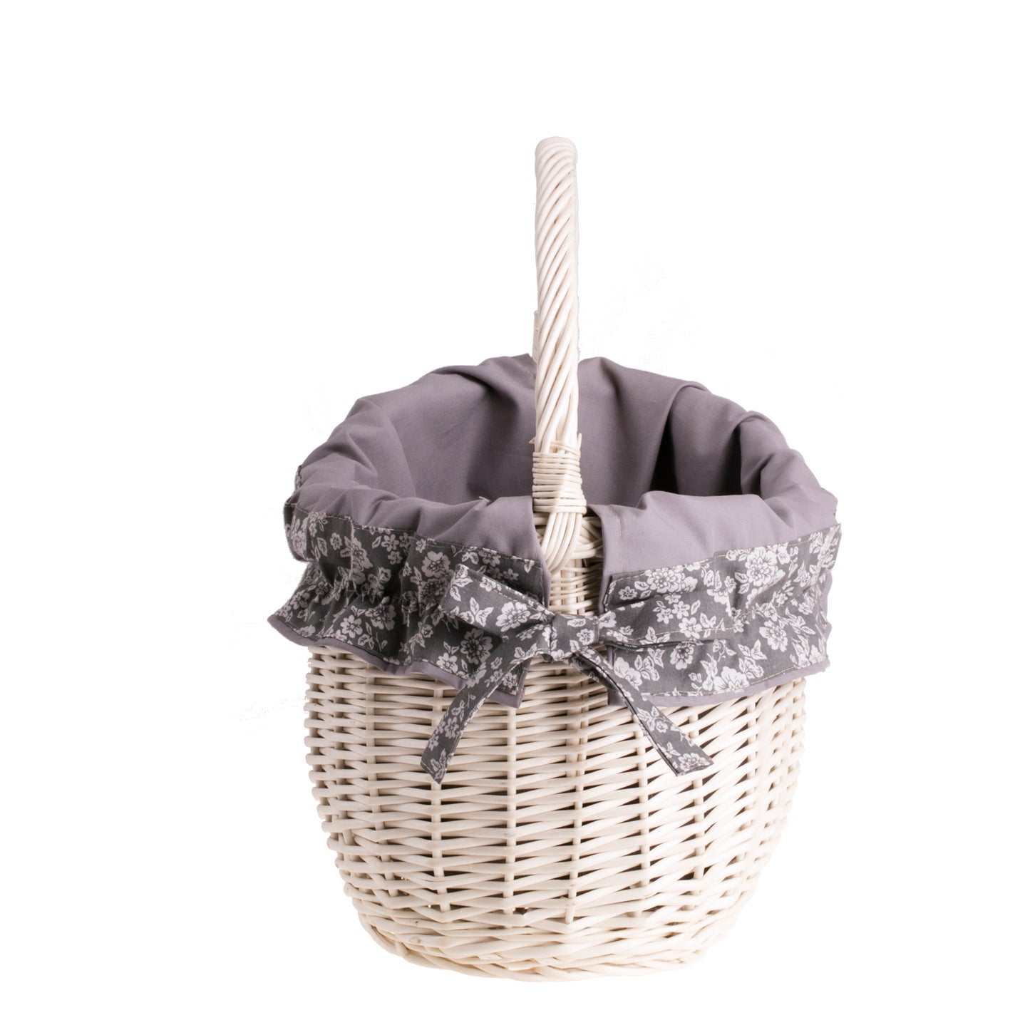 Wavellia Panier à provisions en osier avec bordure grise et anse TheWickerStories