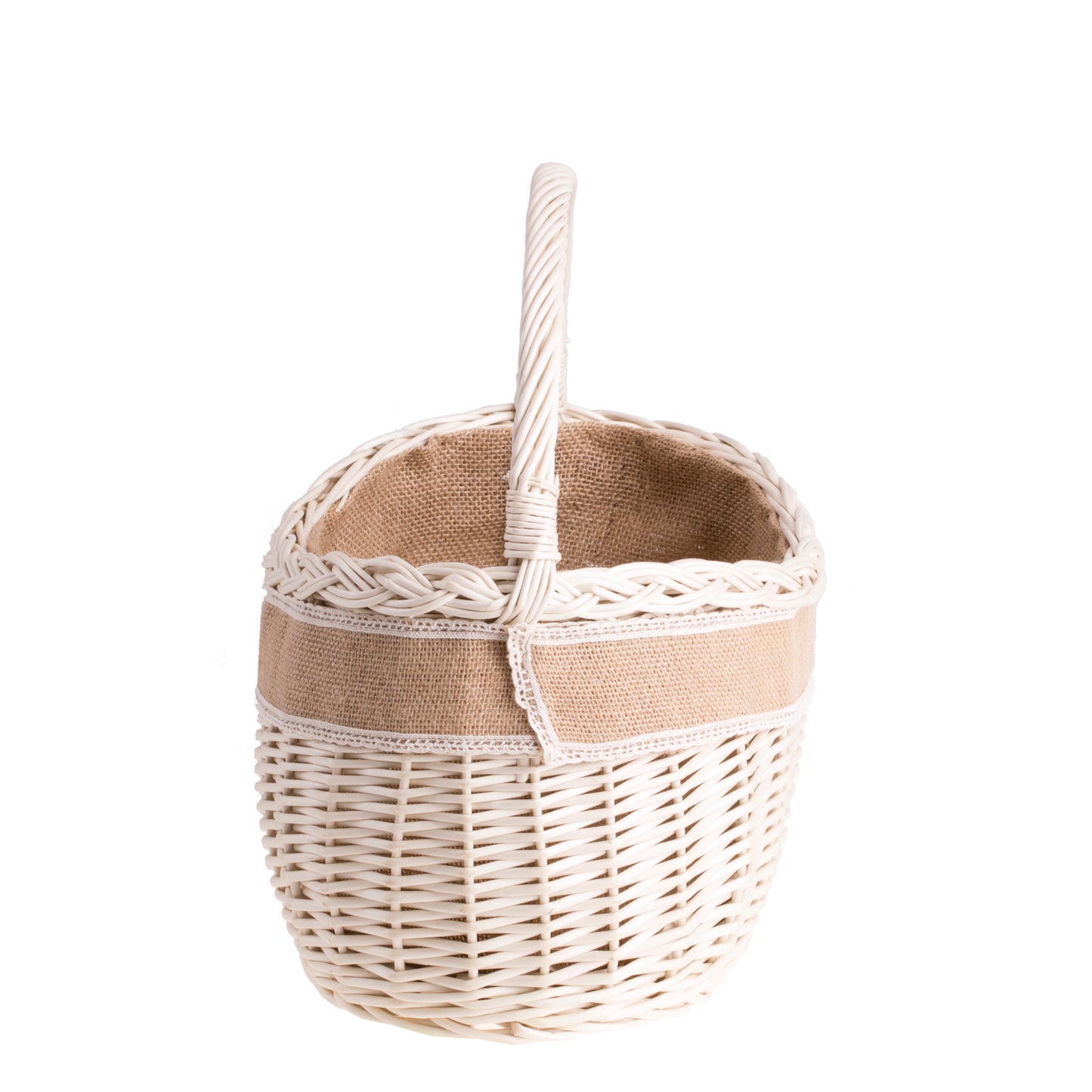 Wavellia boodschappenmand van wilgentenen met jute afwerking en handvat