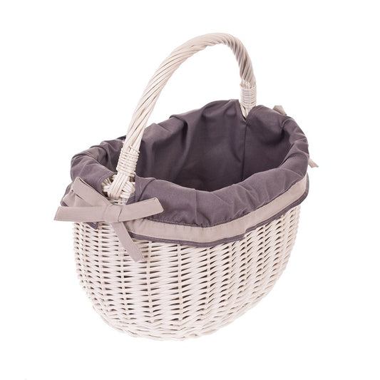 Wavellia wicker shopping basket with gray trim and handle TheWickerStories