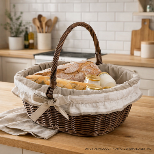 Wilhelmina cesto porta-spesa in vimini, cesto per funghi e picnic, cesto regalo decorativo con rifinitura TheWickerStories