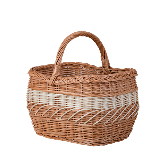 shopping basket with wicker handle