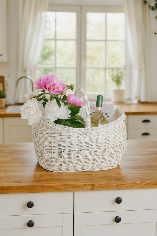 cesto in vimini per la spesa con manico