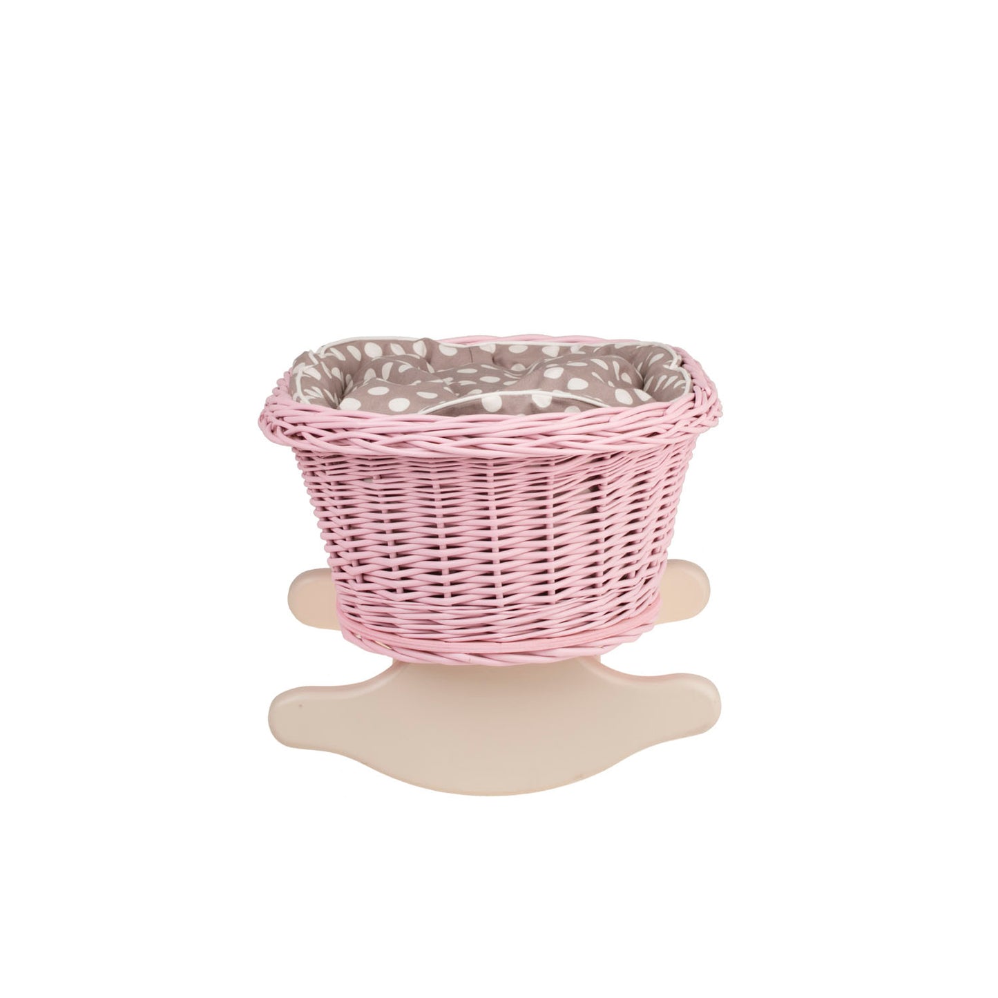 Mimi leagăn din răchită pentru păpuși cu căptușeală bej, pernă și plapumă TheWickerStories