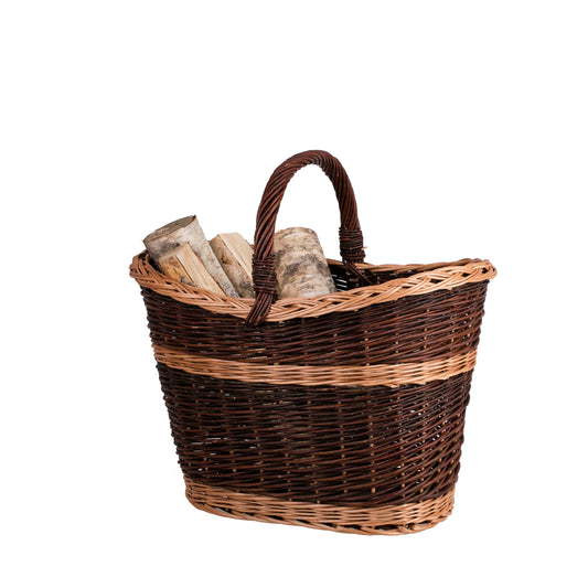wicker firewood basket and garden tote with handle
