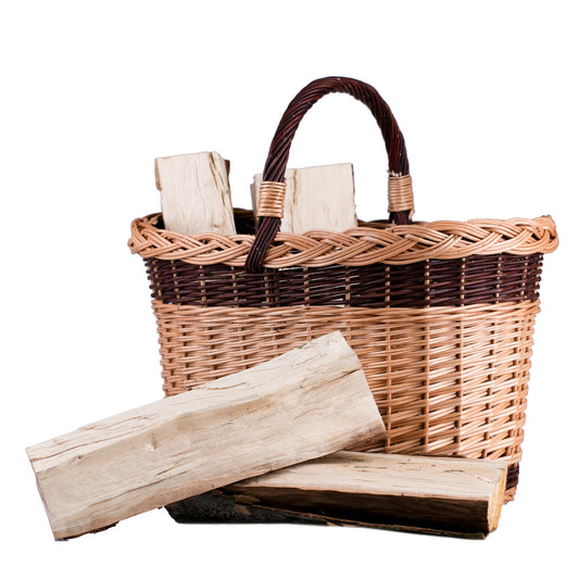 Fanoria wicker firewood basket with handle TheWickerStories