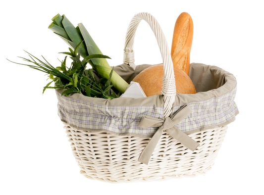 Walerissa wicker shopping basket with cream trim and handle TheWickerStories