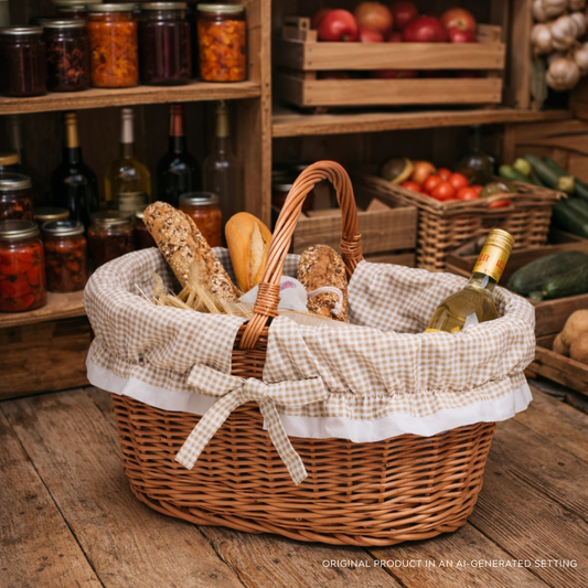 Walerissa cesto per la spesa in vimini, cesto per funghi e picnic, cesto regalo decorativo con bordo TheWickerStories