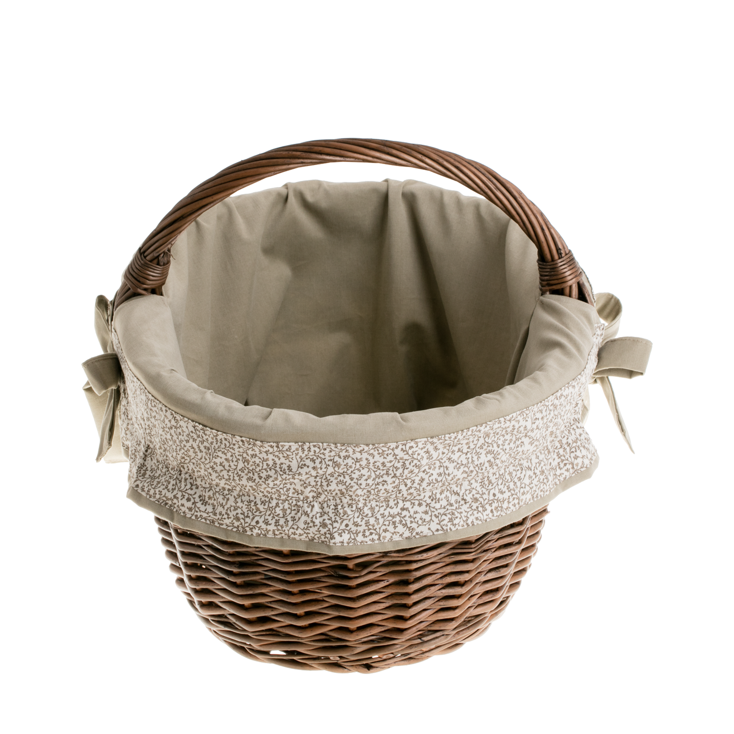 Walerissa wicker shopping basket with beige trim and handle TheWickerStories