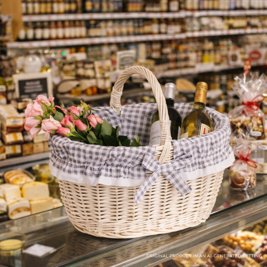 Walerissa cesto de compras em vime, cesto para cogumelos e piquenique, cesto decorativo para presentes com acabamento TheWickerStories