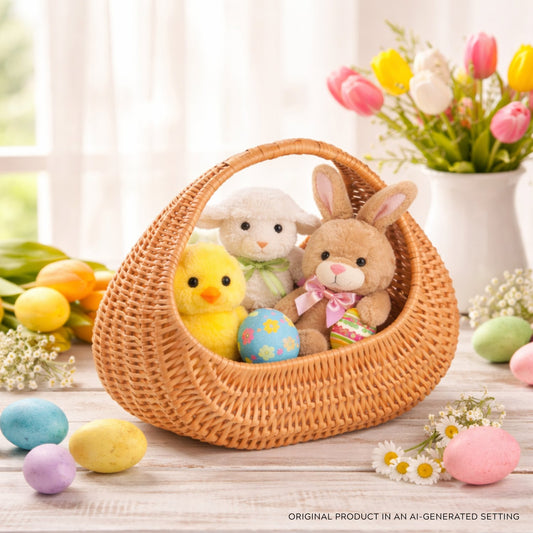 wicker shopping basket with handle