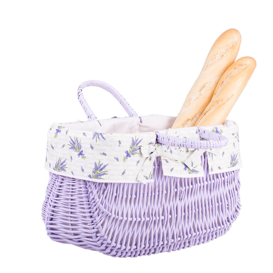 Werlissa wicker shopping basket with white lining and handles TheWickerStories