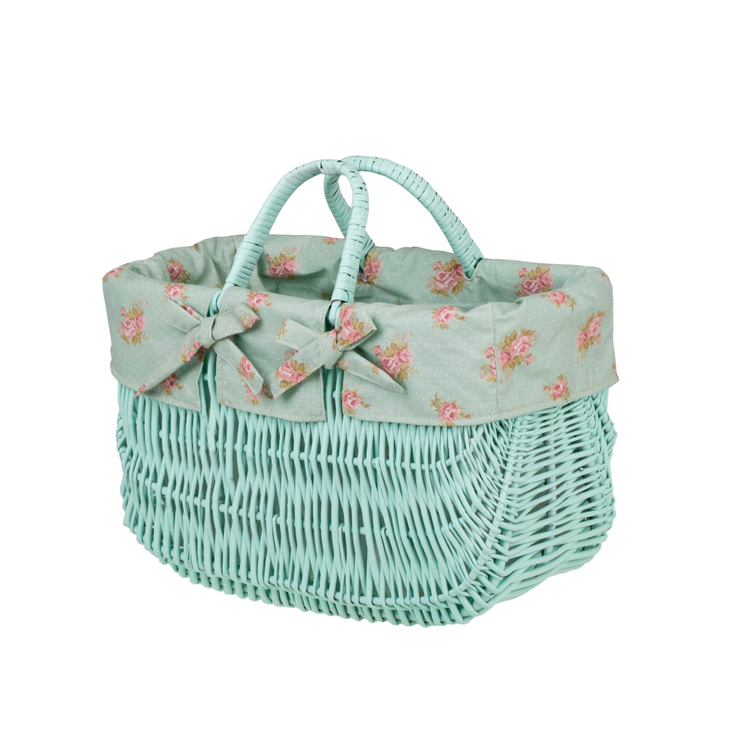 Werlissa ψάθινο καλάθι για ψώνια με μέντα επένδυση και χερούλια TheWickerStories