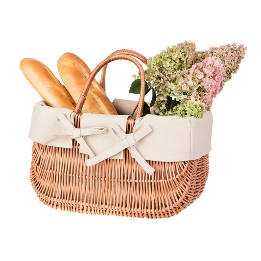 Werlissa cesto per la spesa in vimini con fodera beige e manici TheWickerStories