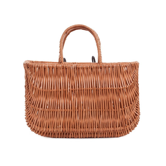 Werlissa wicker bicycle basket for handlebars, with double handle and hooks TheWickerStories