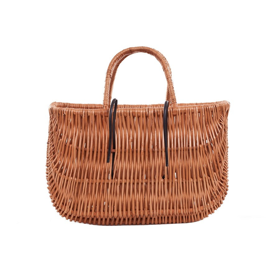 Werlissa Cykelkurv i flet til styr med dobbelthåndtag og kroge TheWickerStories