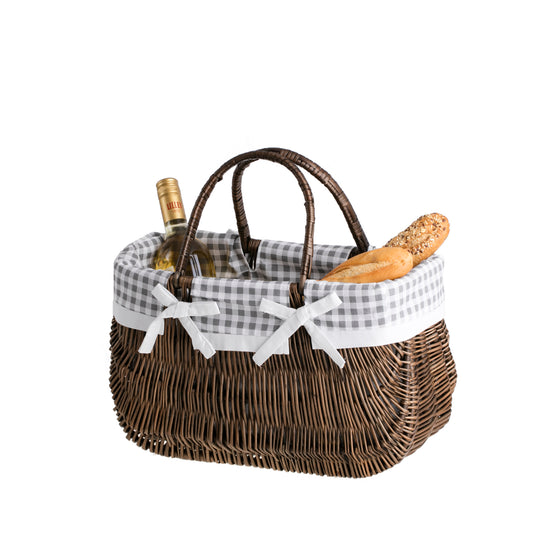 Werlissa wicker shopping basket with grey lining and handles TheWickerStories