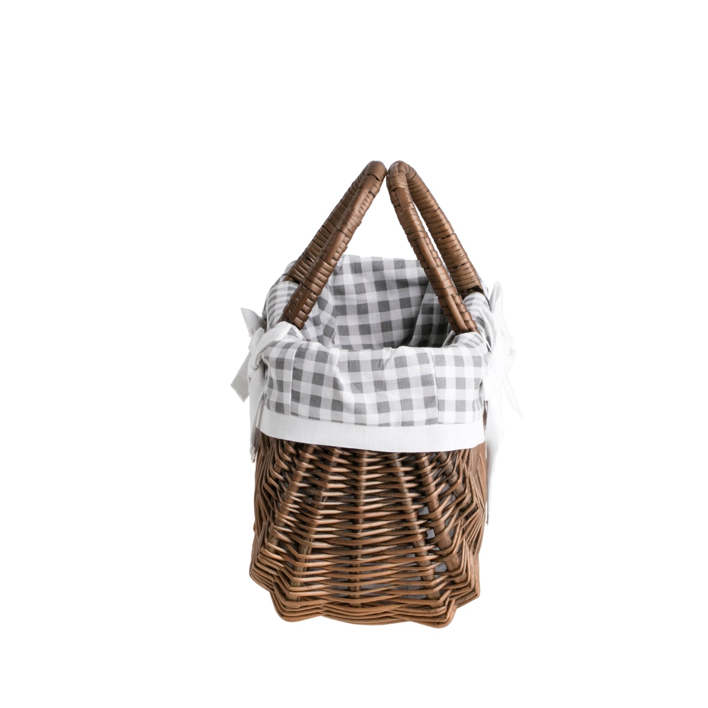 Werlissa prútený nákupný košík so sivým lemovaním a rúčkami TheWickerStories
