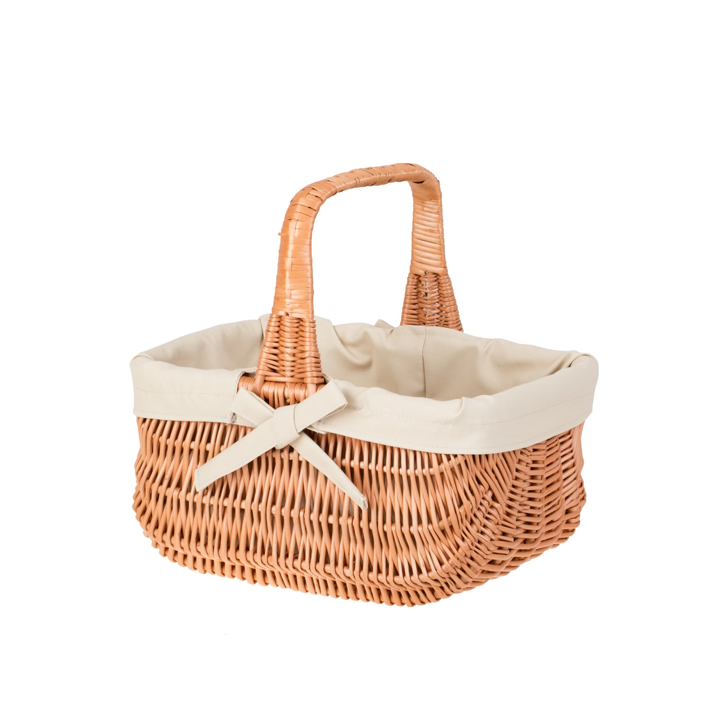 Willesia panier en osier avec doublure beige et poignée