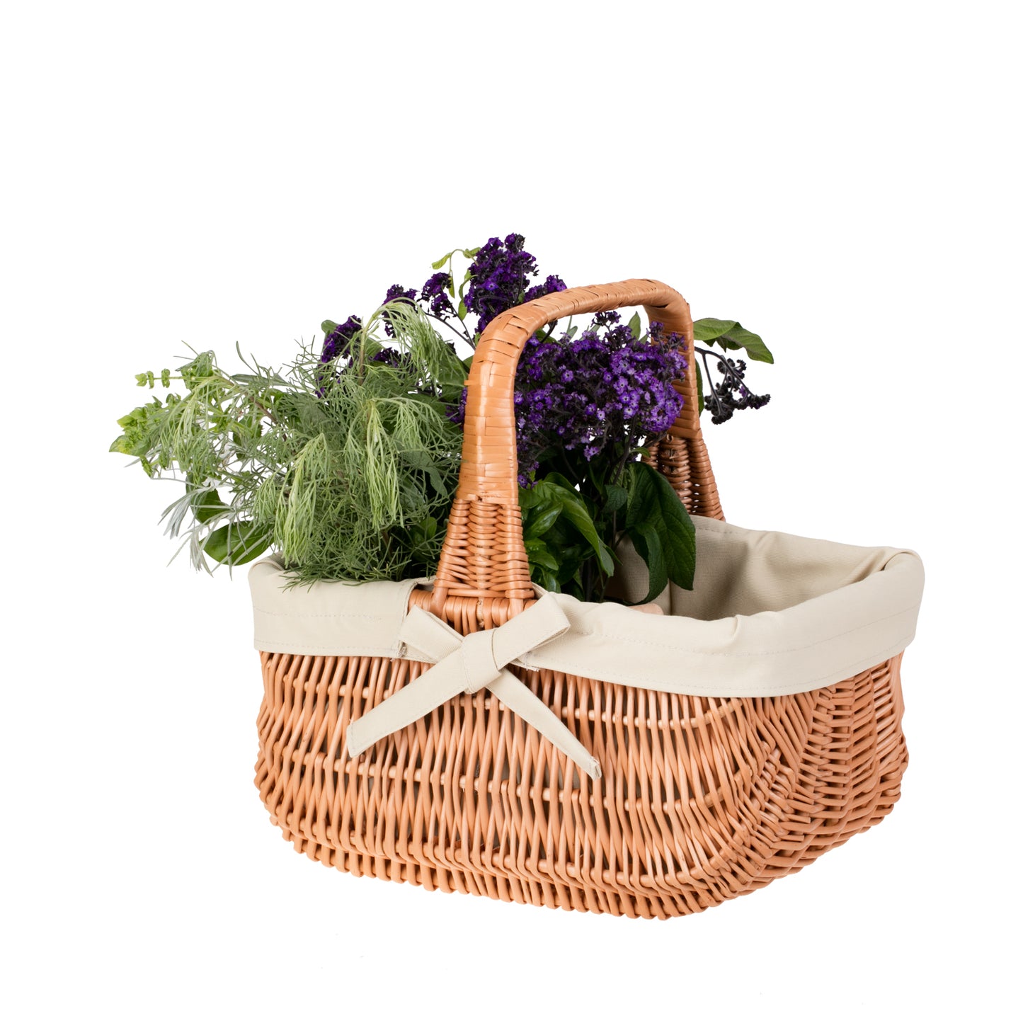 Willesia panier en osier avec doublure beige et poignée