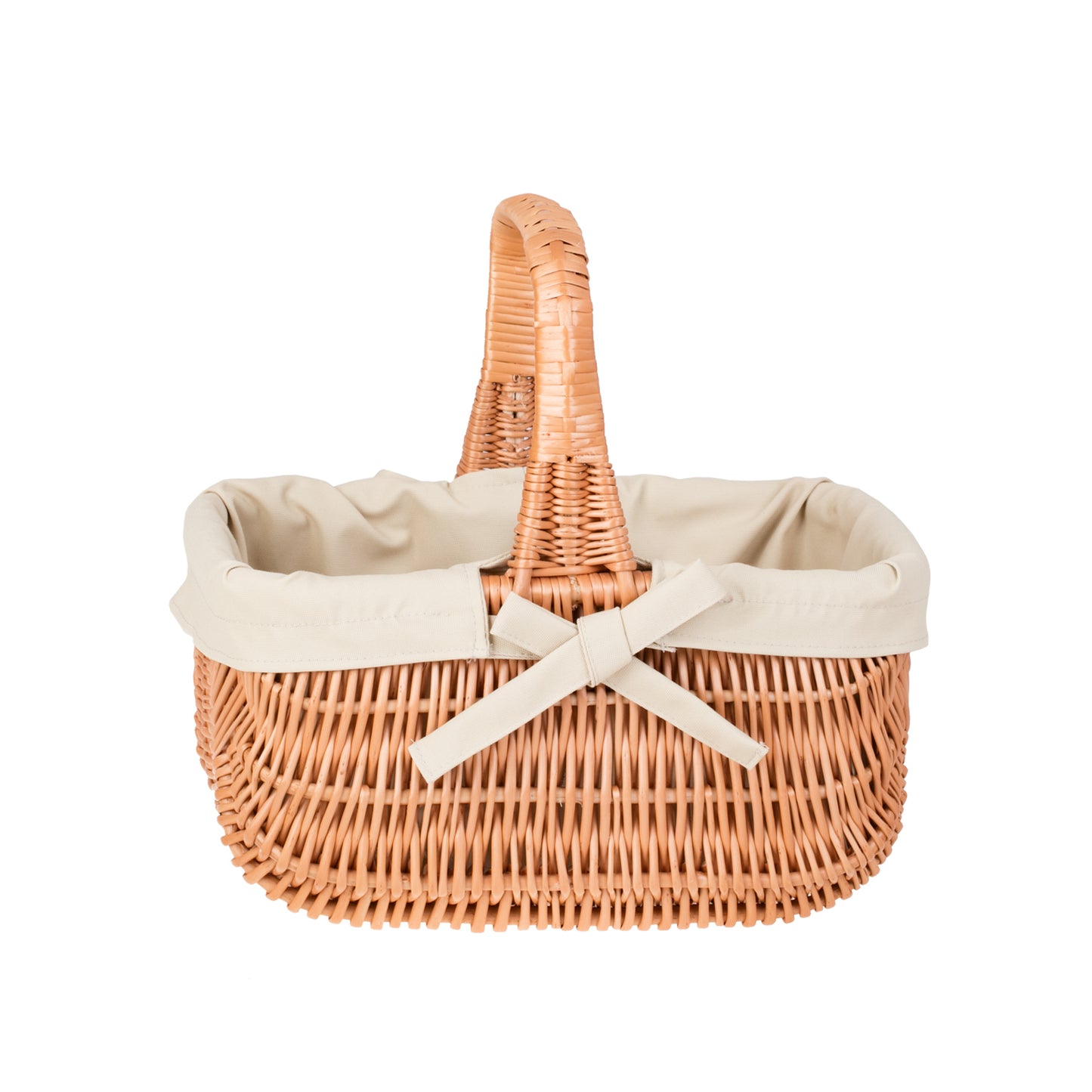 Willesia panier en osier avec doublure beige et poignée