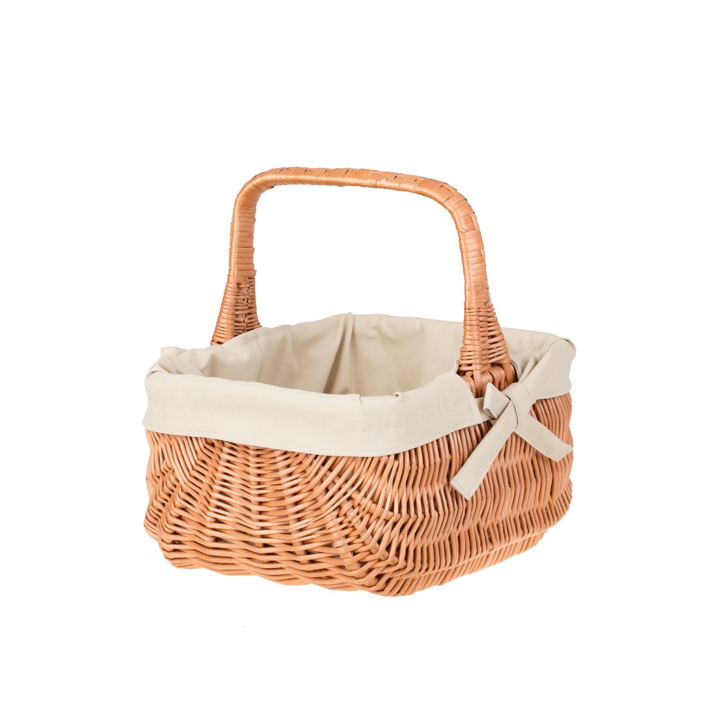 Willesia panier en osier avec doublure beige et poignée