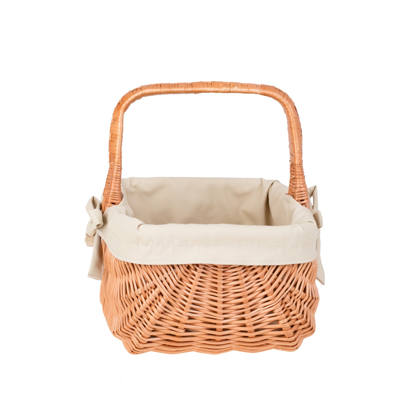 Willesia panier en osier avec doublure beige et poignée