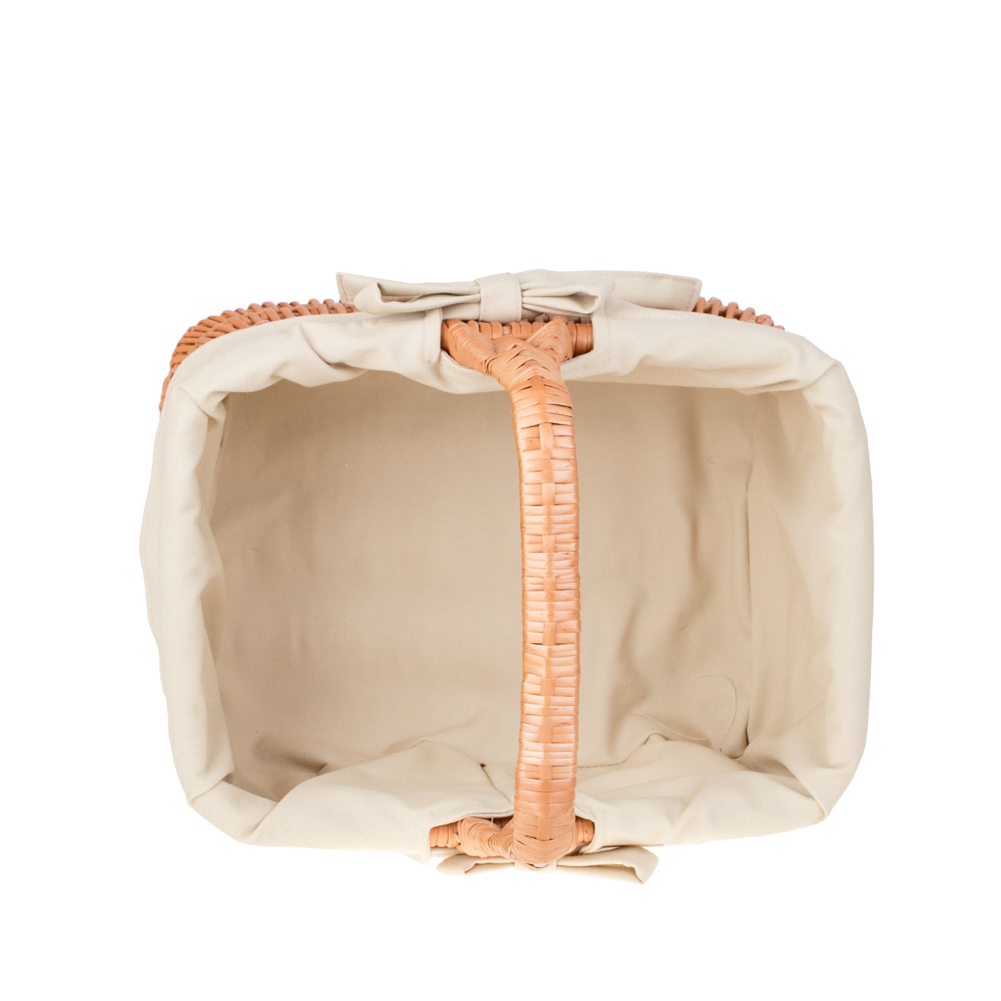 Willesia panier en osier avec doublure beige et poignée