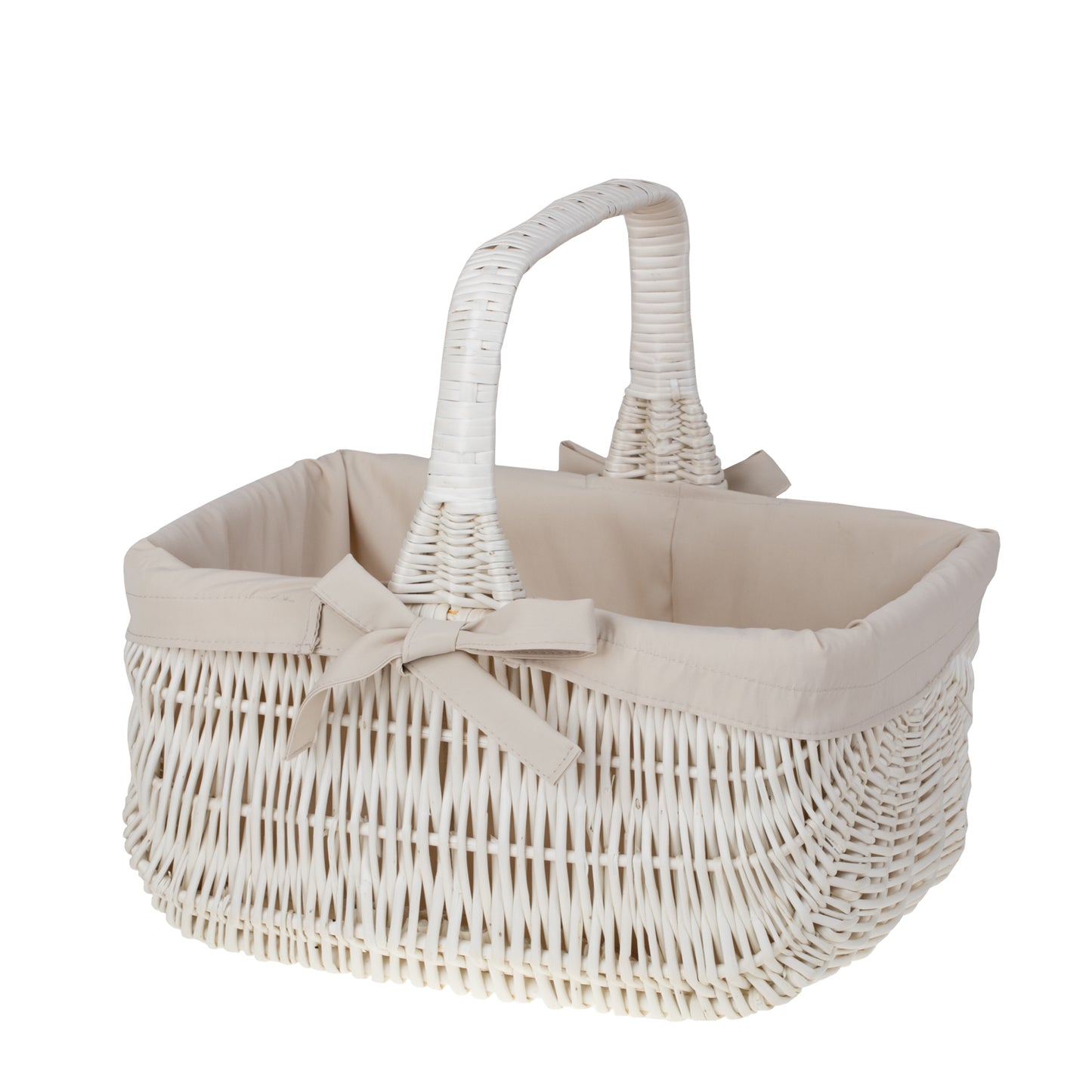 Willesia panier en osier avec doublure beige et poignée