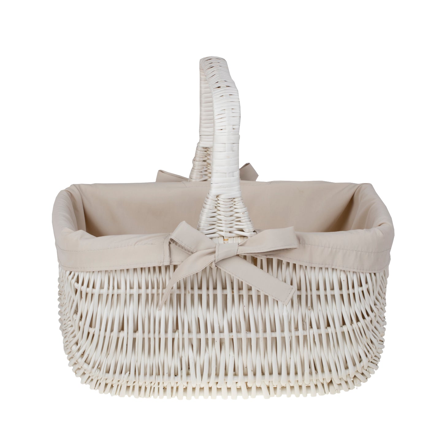 Willesia panier en osier avec doublure beige et poignée