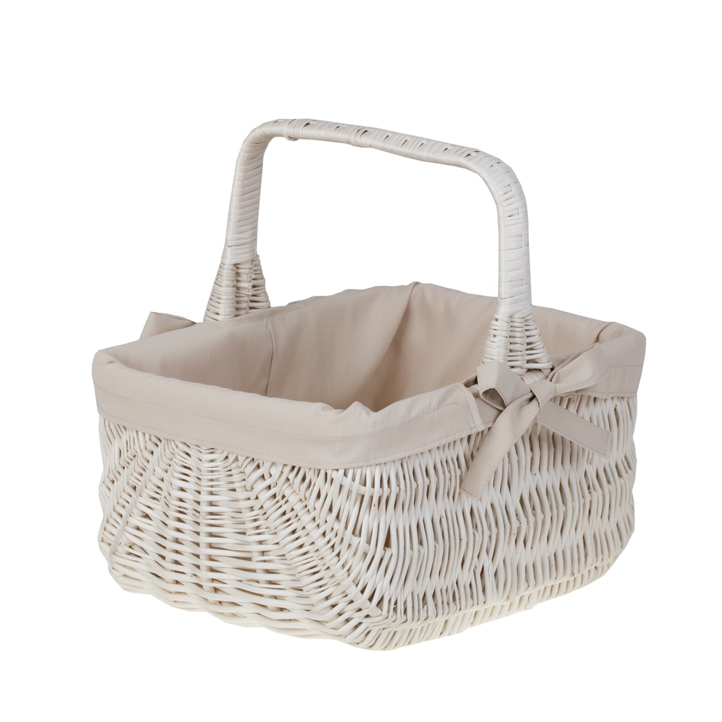 Willesia panier en osier avec doublure beige et poignée