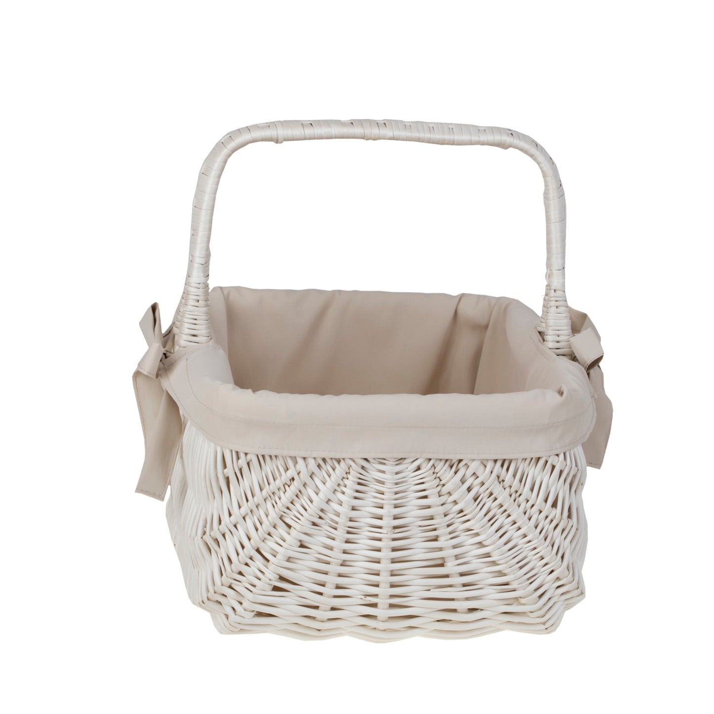 Willesia panier en osier avec doublure beige et poignée
