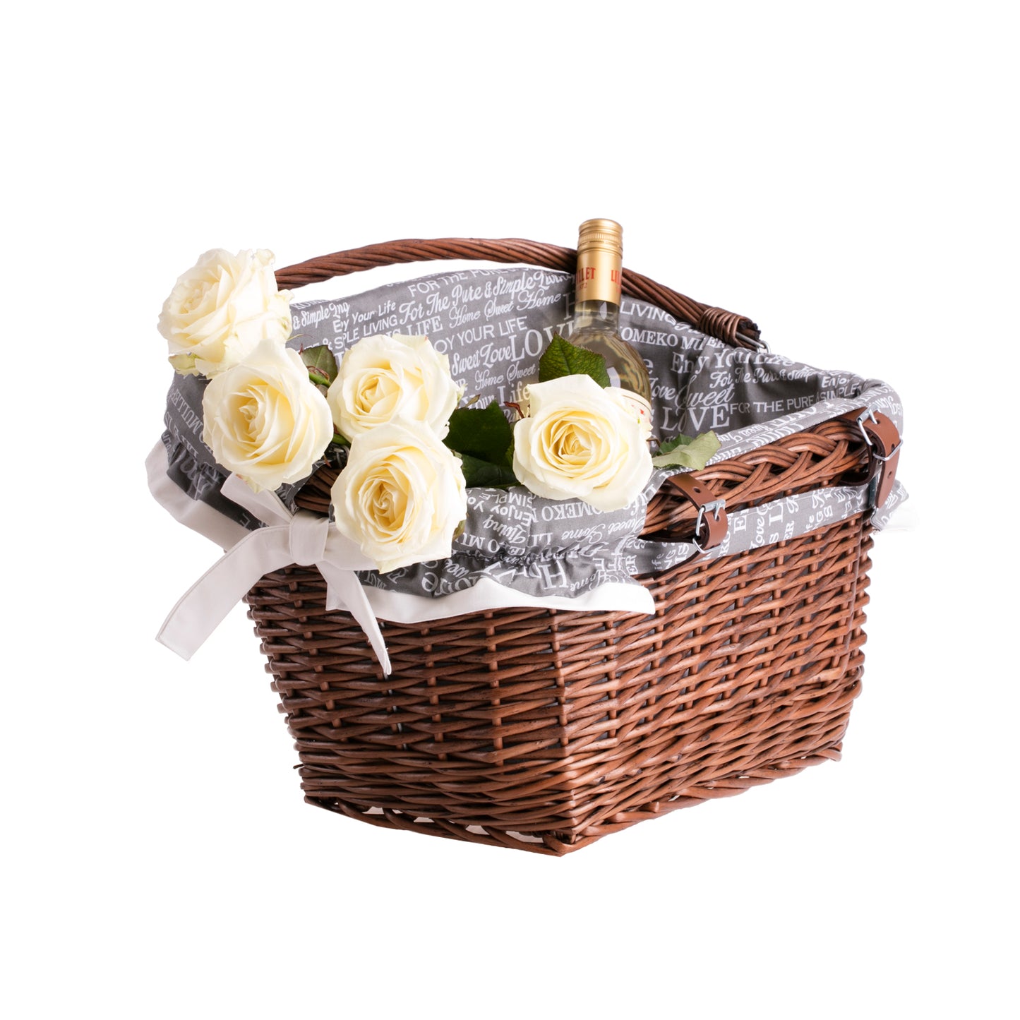 Magnus ψάθινο καλάθι για ποδήλατο για το τιμόνι με γκρι επένδυση TheWickerStories