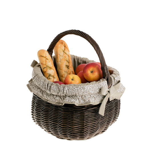 Wictor wicker shopping basket with cream trim and handle TheWickerStories