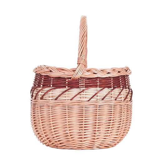 shopping basket with a wicker handle