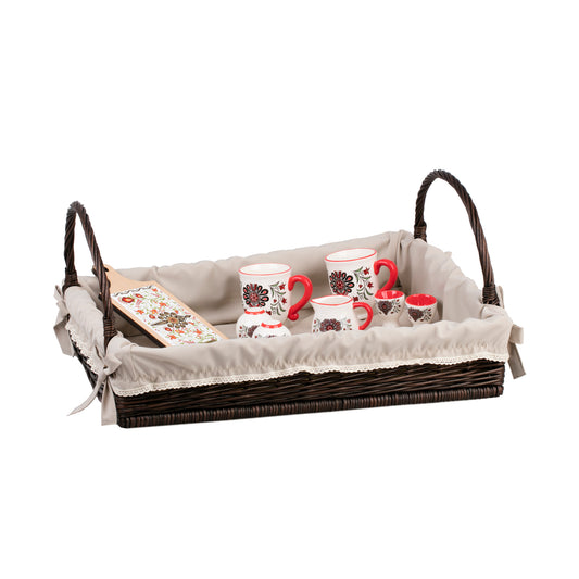 Rectangular wicker tray with handles and edging TheWickerStories