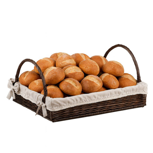 Rectangular wicker tray with handles and edging TheWickerStories