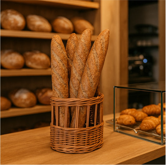 geflochtener Brotkorb für Baguettes zur Aufbewahrung und Präsentation – 2er-Set