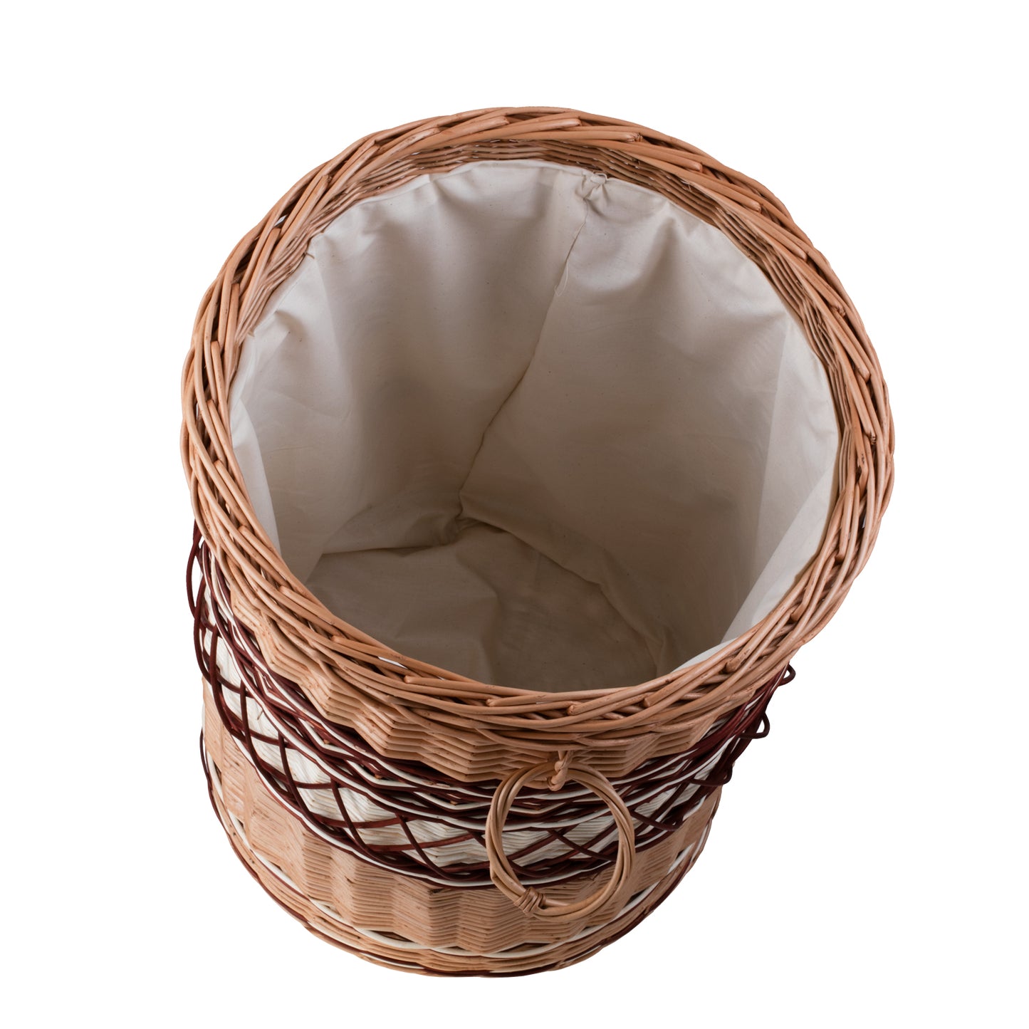 Maravia Rieten wasmand met stoffen voering, deksel en handvatten