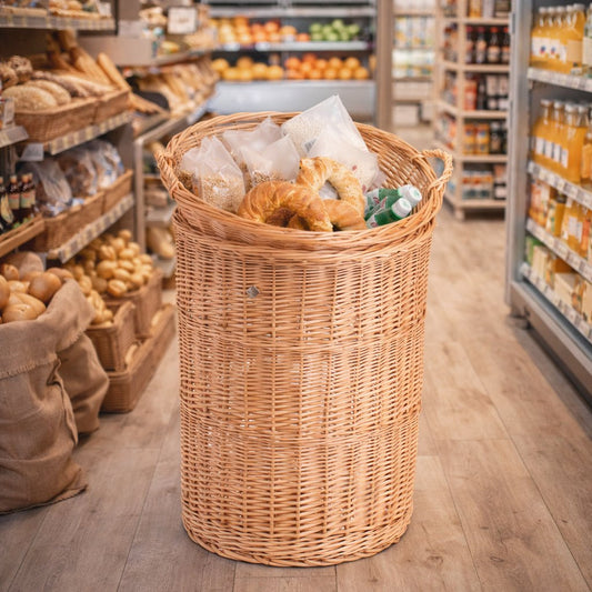wicker basket with bowl and handles