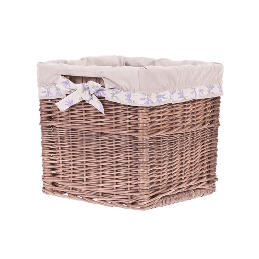 Nova wicker shelf basket with beige trim, featuring handles TheWickerStories