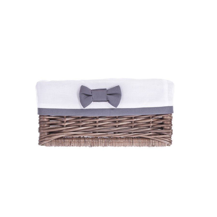 Nova wicker storage basket for shelf with white trim, set of 3 pieces TheWickerStories