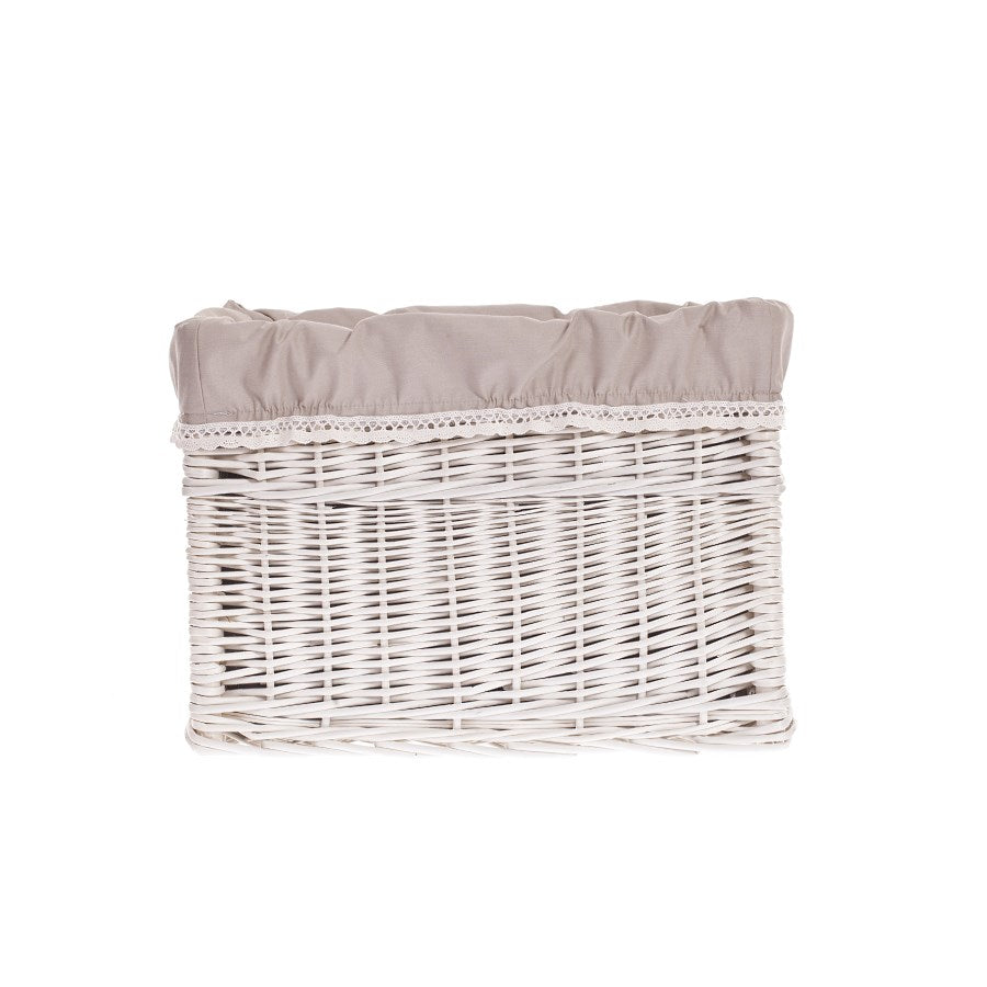 Nova Flettet oppbevaringskurv med grå kant og dekorativ sløyfe TheWickerStories