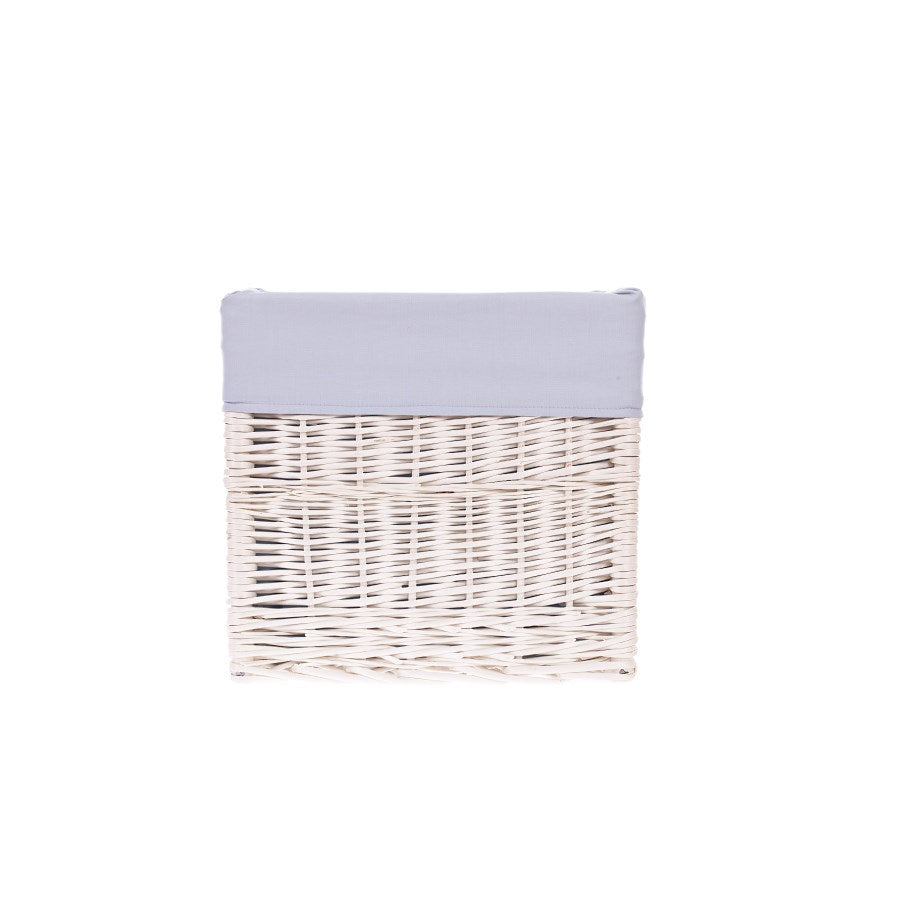 Nova wicker storage basket with gray trim, featuring handles TheWickerStories