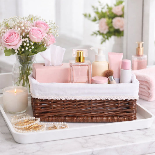 wicker storage organizer with white removable lining, set of 3 pcs.